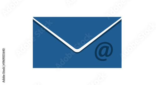 Blue Email Envelope with @ Symbol - Communication and Contact Icon