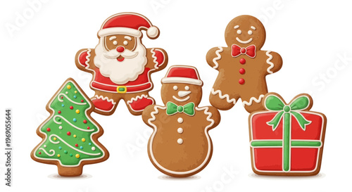 Christmas Gingerbread Cookies: Santa, Snowman, Gingerbread Man, Tree & Gift