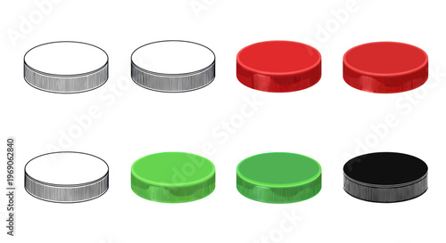 Set of pucks for board games, sports, or design elements
