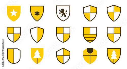 Medieval Heraldry Shields Collection: Crests, Emblems, and Symbols