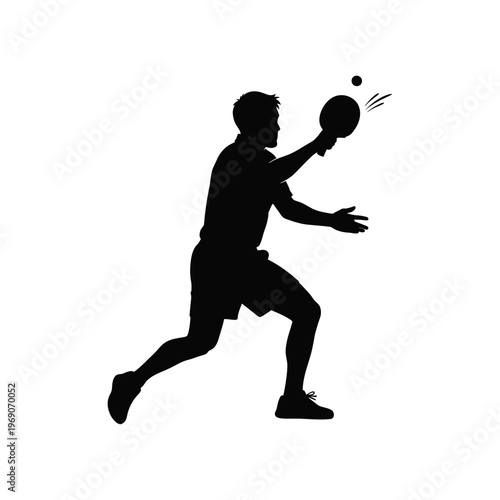 Table Tennis Player Silhouette Ping Pong Sport Action Isolated Vector Illustration
