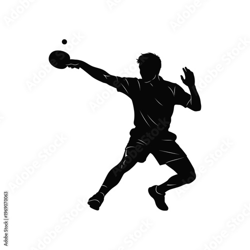 Table Tennis Player Silhouette Ping Pong Sport Action Isolated Vector