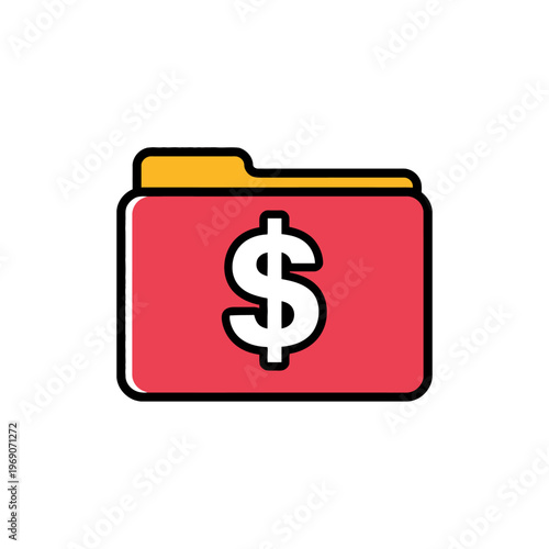 A red folder with a dollar sign on the front