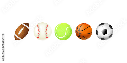 Collection of various sports gear and balls including soccer american football basketball and handball isolated on transparent background activity equipment concept