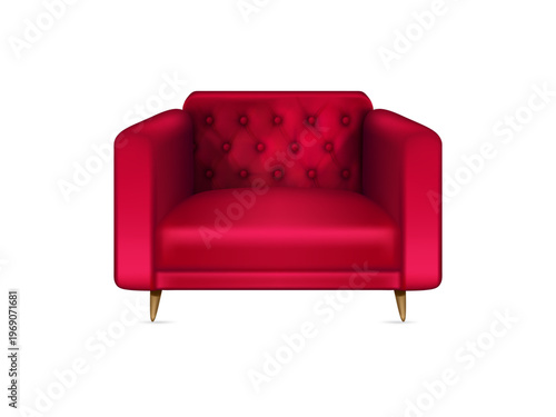 Comfortable vintage red armchair realistic 3d render elegant furniture piece classic interior design element luxury seating isolated object for home decor visualization