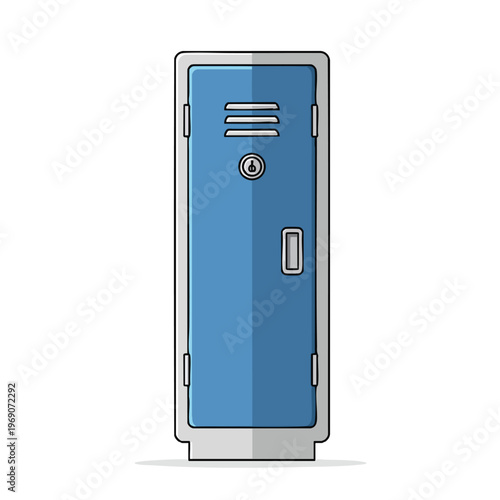 A single blue metal locker with a vent and lock on the door