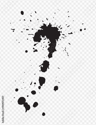 Vector black ink brush blots, grunge design element, mud banner, watercolor design, dirty texture. Isolated brush strokes on transparent background