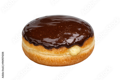 Boston cream donut with chocolate glaze filling