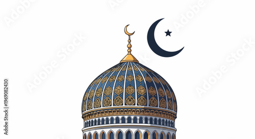 Islamic Dome with Crescent Moon Symbol 1.