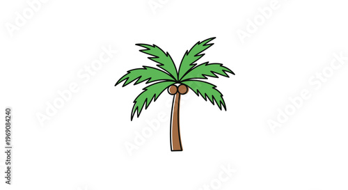 A cartoon palm tree with green leaves.