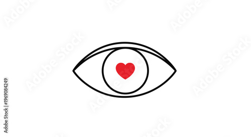A stylized eye with a heart.