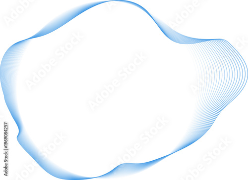 Circle round liquid shape with blue gradient line. Design element