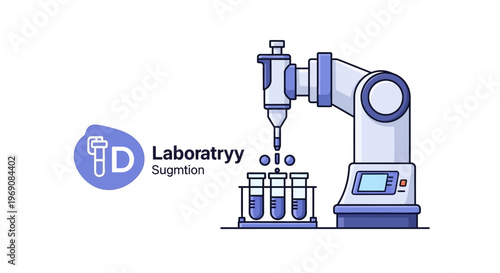 Laboratory robotic arm with test tubes.