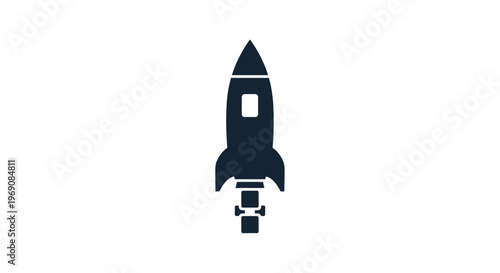 A simple black rocket ship icon.