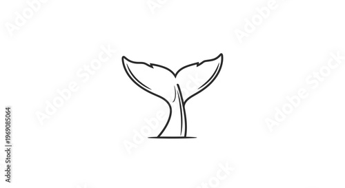 a minimalist line drawing of a whale tail.