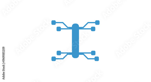 Blue circuit board illustration with connections.