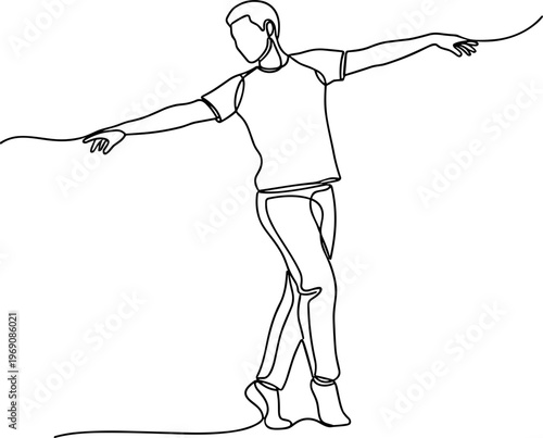 Man doing tightrope walking tricks freely.