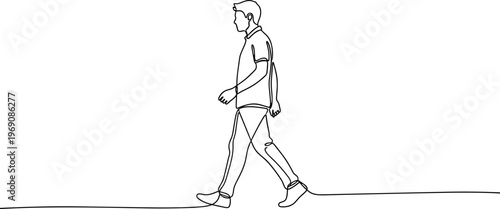 Man walking alone on a line.