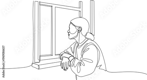 Woman Looking Out Window Sadness.