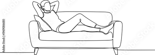 Woman Relaxing on a Sofa.