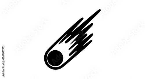 Black comet icon on white background.