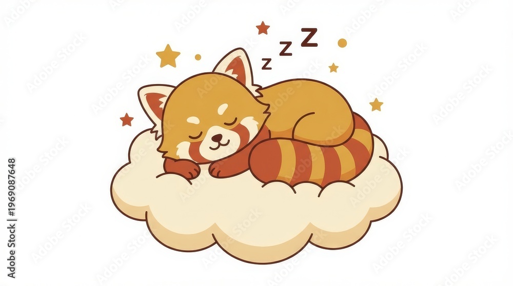 Fototapeta premium Cute red panda sleeping peacefully.