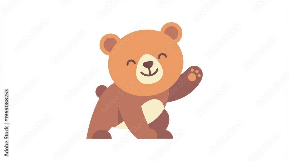 Obraz premium Brown bear cartoon character smiling.