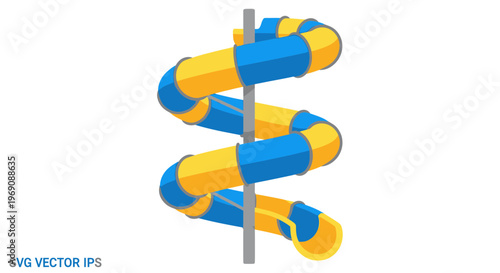 Colorful Spiral Water Slide on White Background