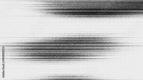 Billede på lærred Black and white monochrome texture with the effect of intense fine horizontal lines, resembling TV signal interference, glitch, static, the impression of movement or video distortion