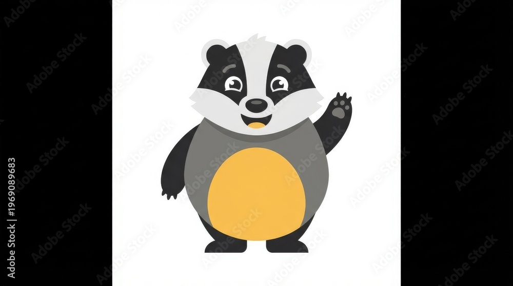 Naklejka premium Cartoon badger waving friendly hello.