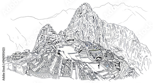 Machu Picchu Ancient Inca Ruins Peru.