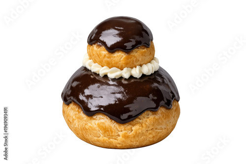 French religieuse pastry with chocolate icing and cream