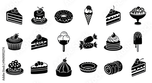 Variety of Desserts and Sweets Displayed.