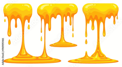 Golden liquid dripping from glasses.