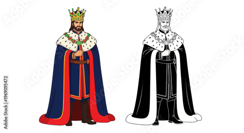 King and Queen Royalty Cartoon Characters.