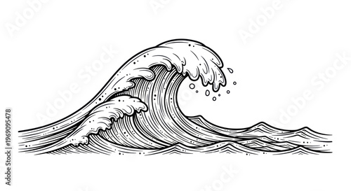 Large ocean wave crashing water.