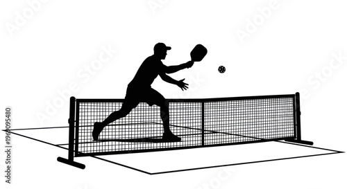 Man playing pickleball with paddle.