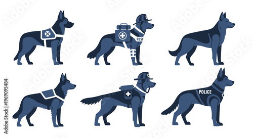 Police Dogs Wearing Uniforms Sideways.