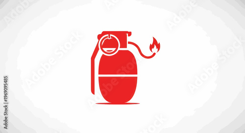 Red Hand Grenade Icon Symbol.