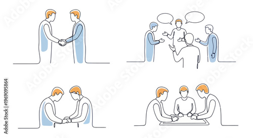 Business Meeting and Discussion, Line Art