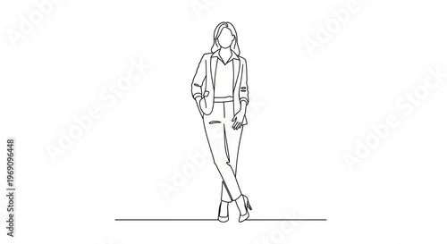 Business Woman Line Art: Professional Fashion, Confidence, Minimalist Style