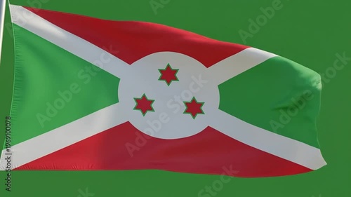 Burundi flag waving in the wind, a symbol of national pride and identity, showcasing the country's