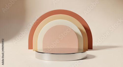 Colorful wooden rainbow decoration on white background with shadow