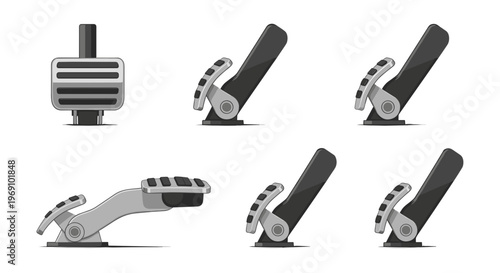 A set of modern bicycle brake calipers in a minimalist vector graphic design