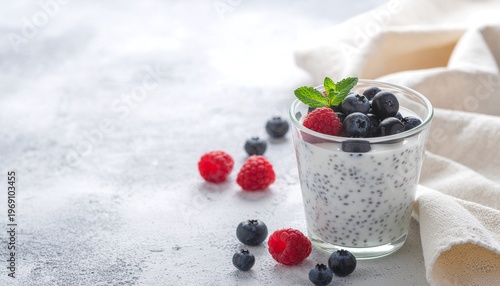 Healthy Chia Pudding Breakfast with Fresh Berries