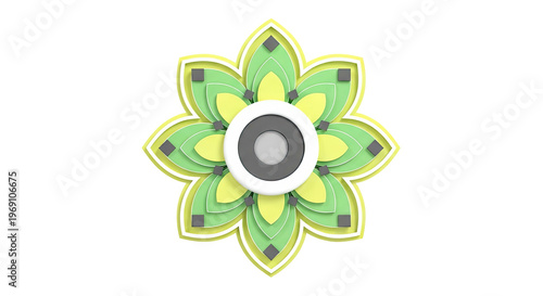 Layered Green and Yellow Abstract Floral Design