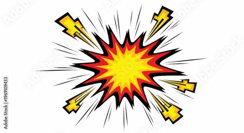 Comic Book Explosion Burst, Pop Art Style, Action Sound Effect
