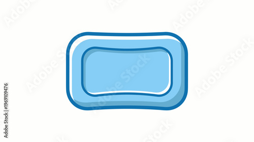A simple blue bar of soap with a white outline on a white background
