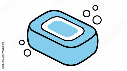 Iconic blue bar of soap with gentle suds, representing freshness, cleanliness, and daily hygiene essentials for personal care