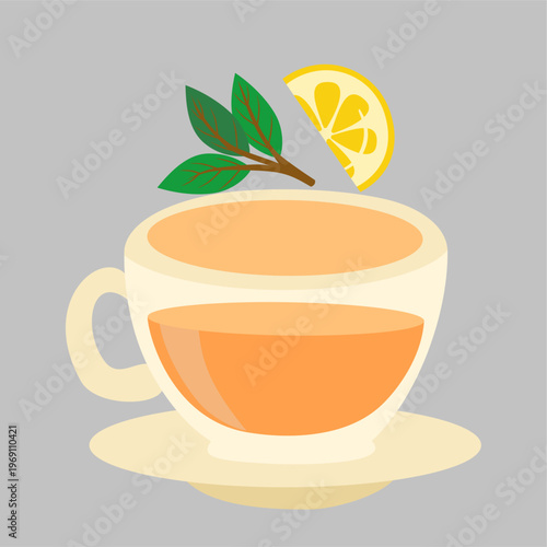 flat design vector illustration of a glass of tea, tea day